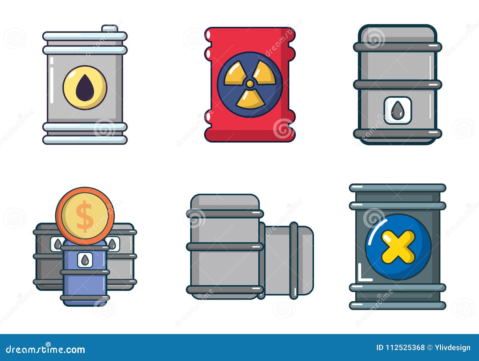 barrel icon set, cartoon style