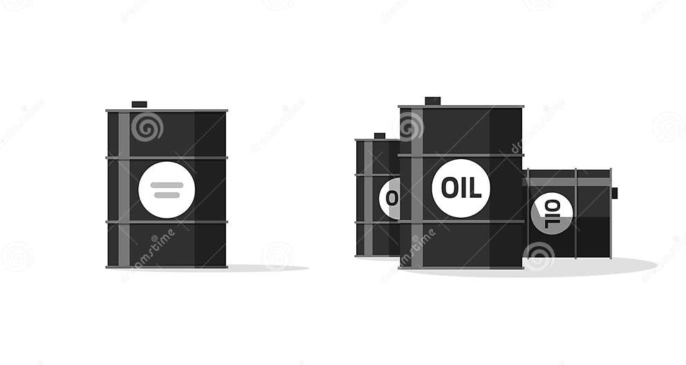 Barrel or Oil Fuel Icon Vector or Crude Gasoline Steel Can and Chemical