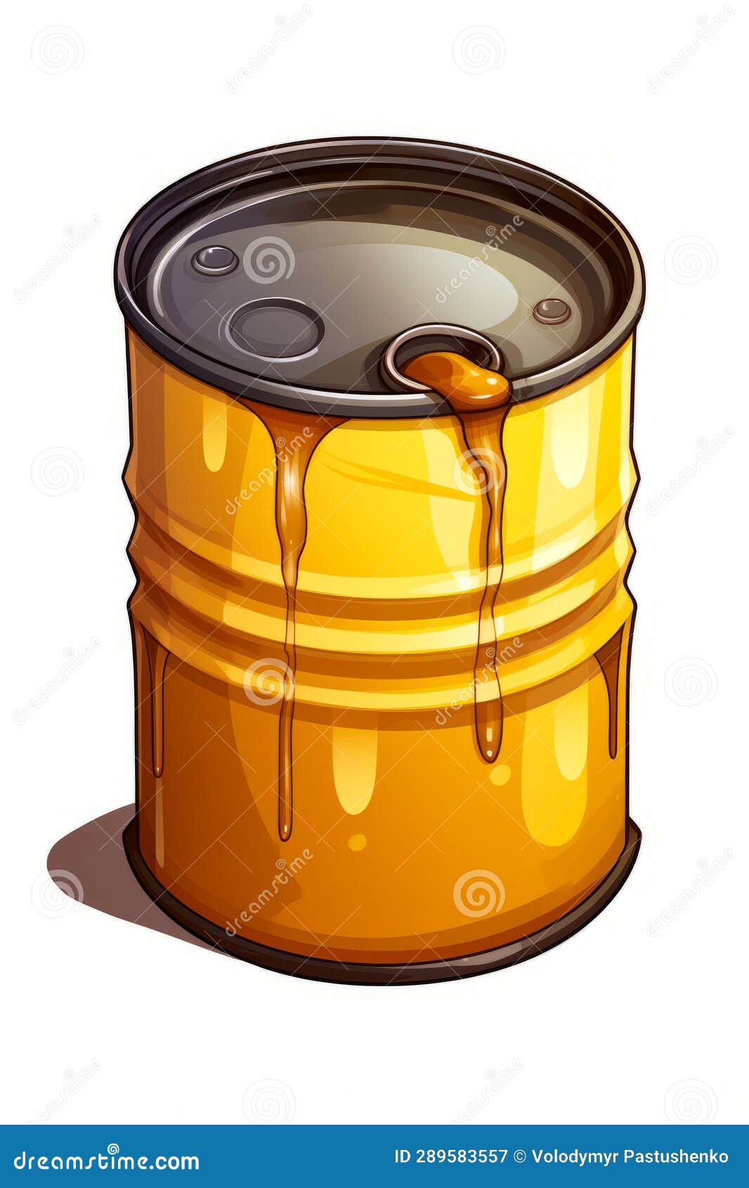 Barrel of Oil with Spoon Dripping from it and Can of Liquid. Generative