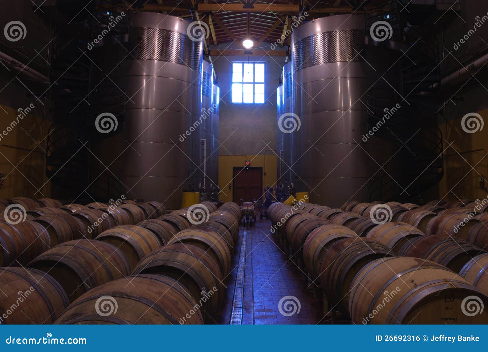 Barrel room with tanks stock photo. Image of drink, barrel 26692316