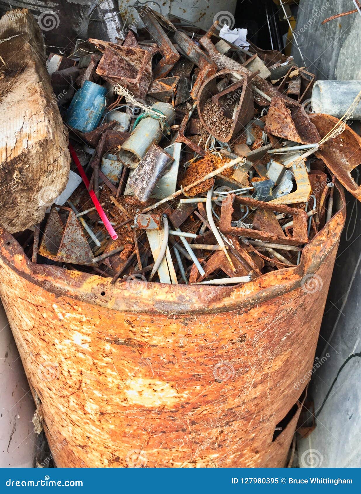 A Barrel of Rusted Scrap Metal Junk Stock Image Image of rusted, pile