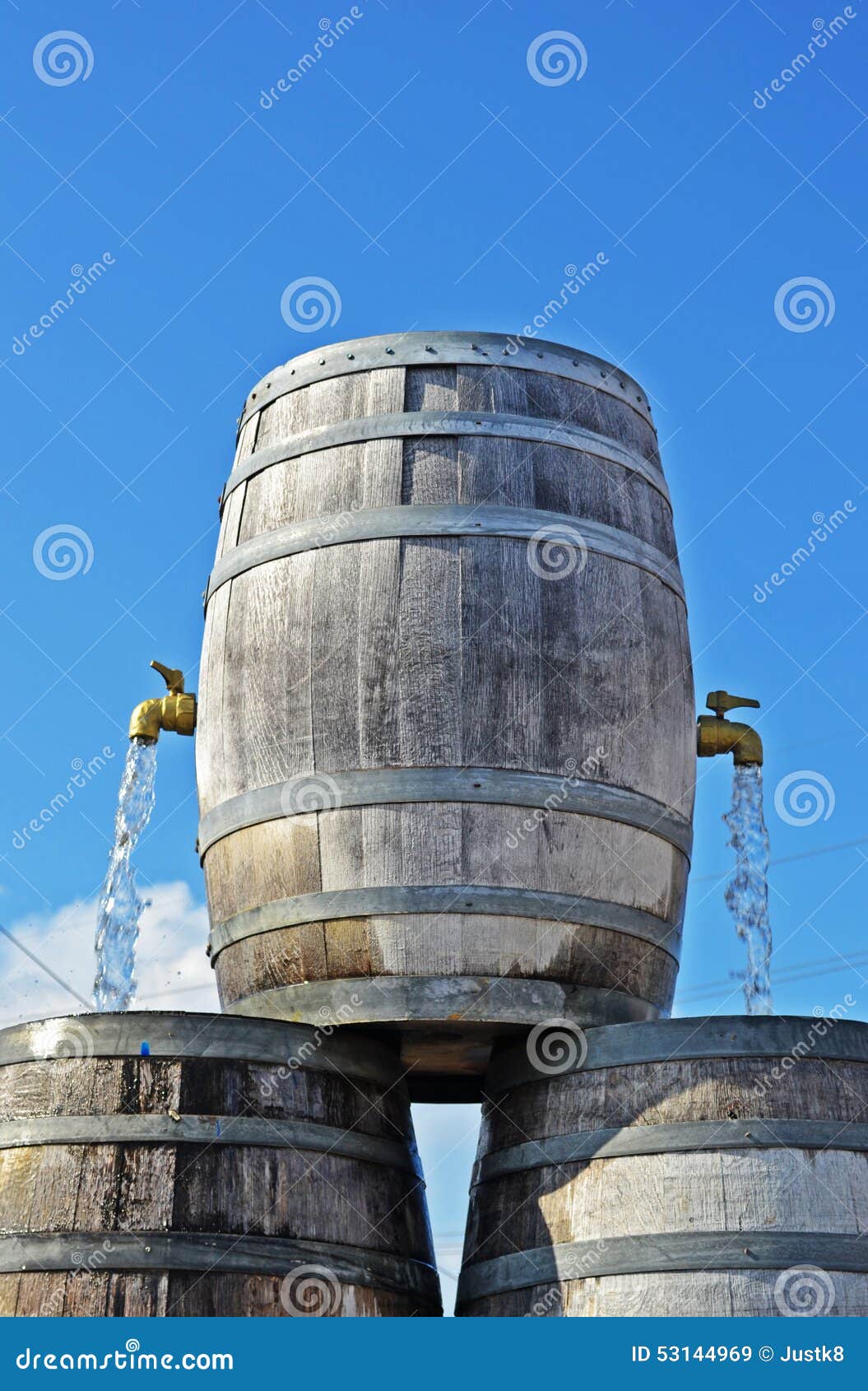 Barrel with Two Open Faucets Stock Image Image of water, open 53144969
