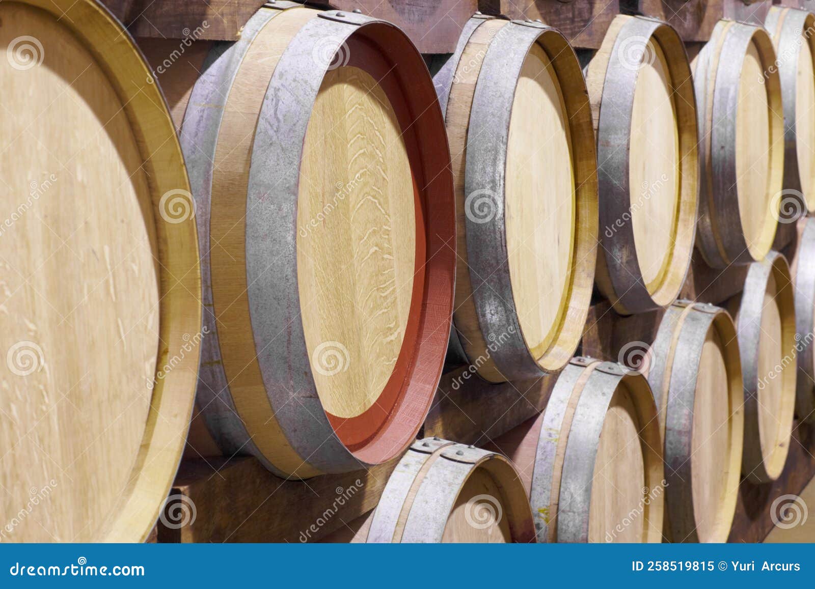 Barrels Full of Wine. Barrels of Wine Stacked Up Against Each Other. Stock Image Image of