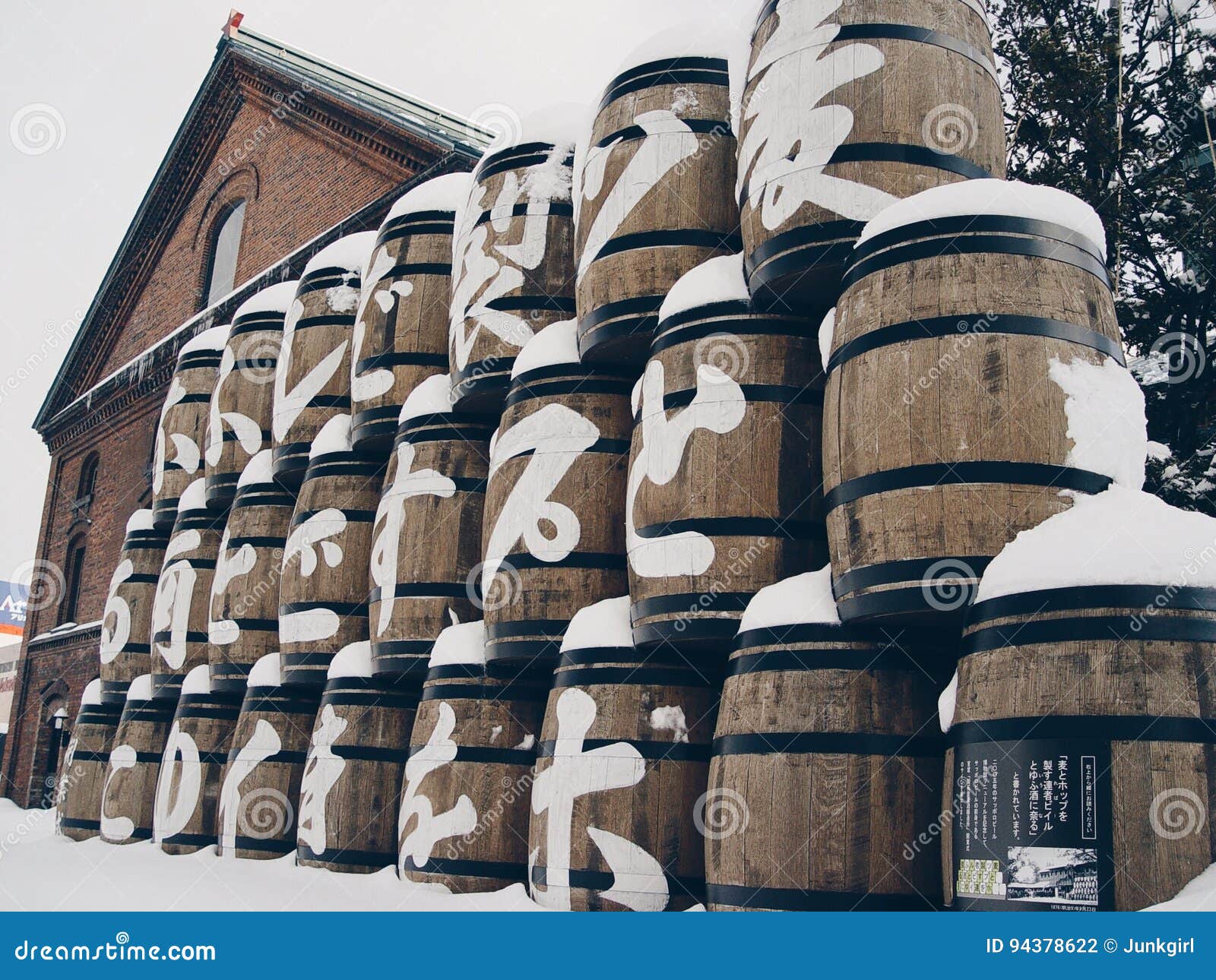 Wooden Beer Barrels Covered in Snow Editorial Photography Image of