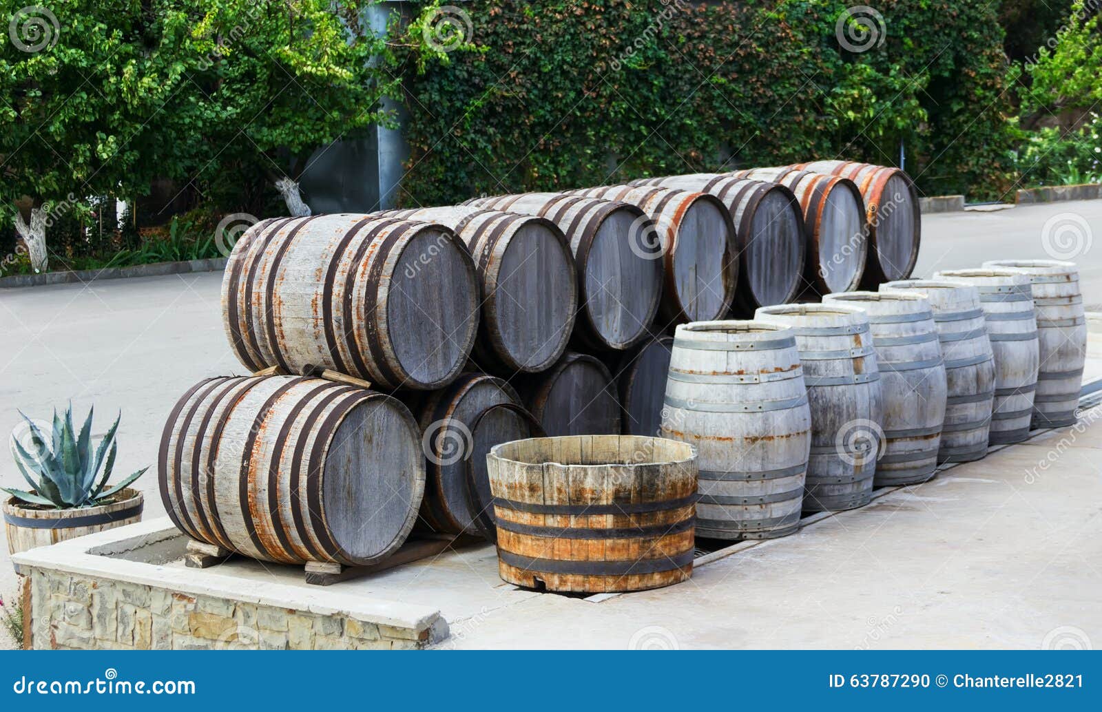 barrels standing in a row