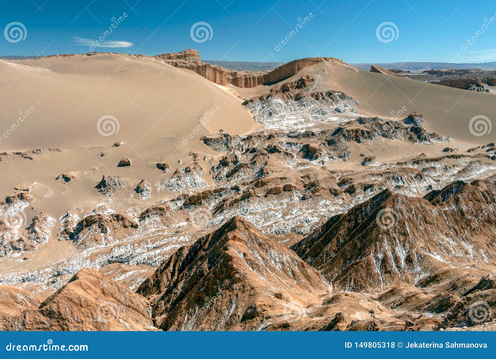 sand dunes in moon valley valle de la luna, atacama desert, chile