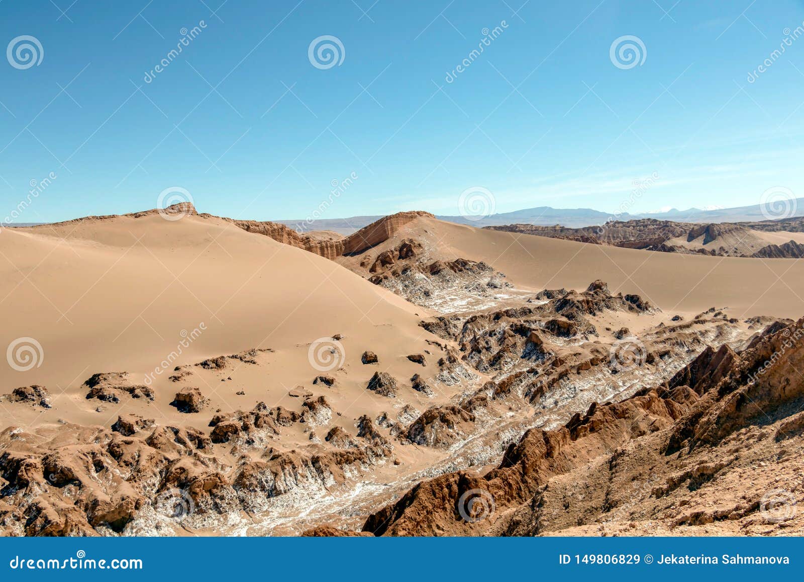 sand dunes in moon valley valle de la luna, atacama desert, chile