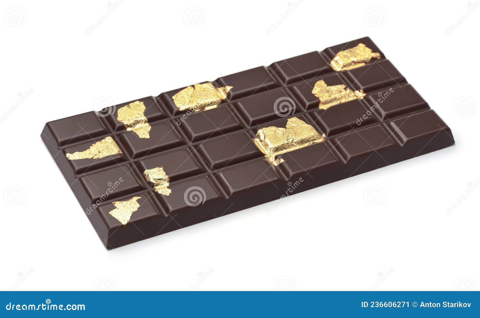 Barretta Di Cioccolato Con Pezzi Di Foglia D'oro Commestibile Immagine  Stock - Immagine di foglio, scuro: 236606271
