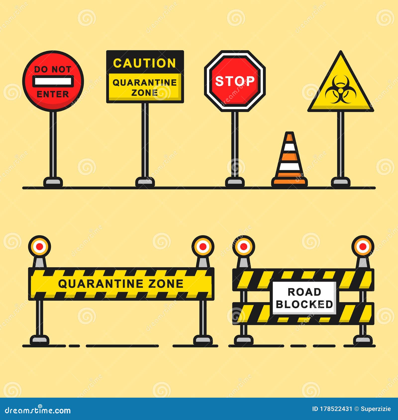 Barricade of Quarantine Zone Graphic Element Stock Vector