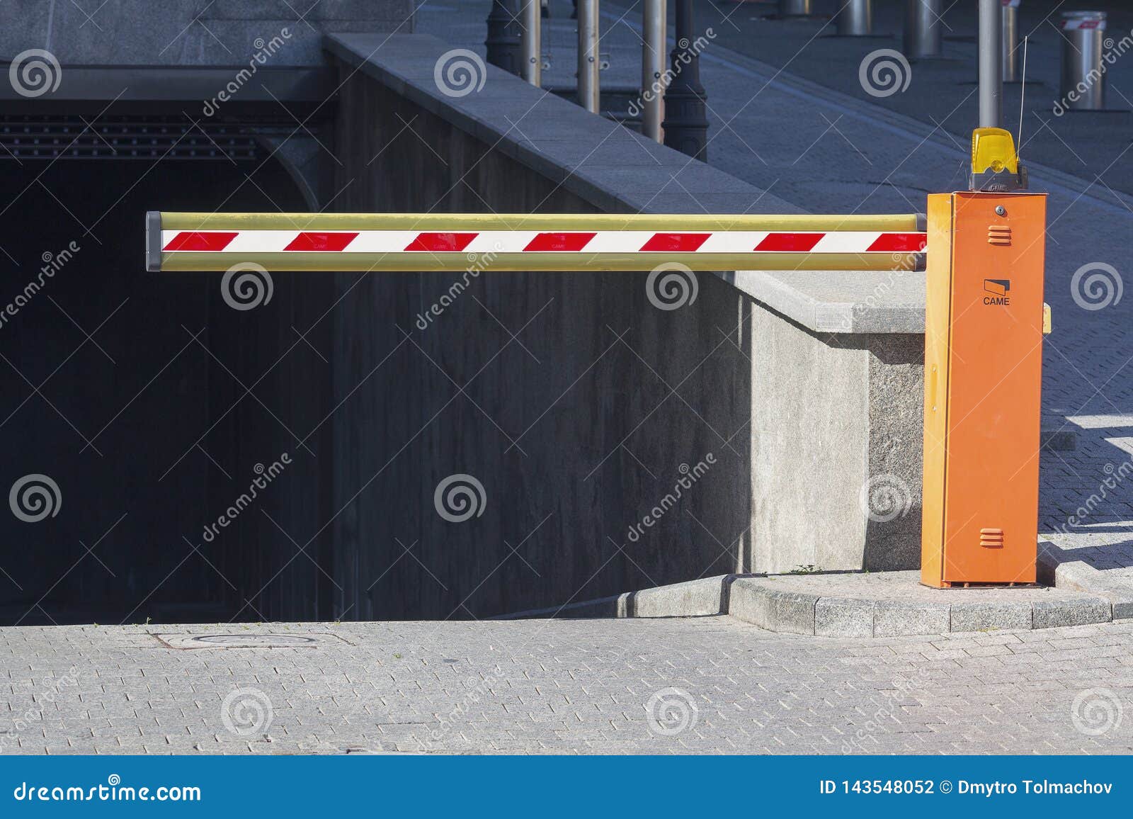 Barrier Parked on a City Street Stock Photo - Image of building, camera ...