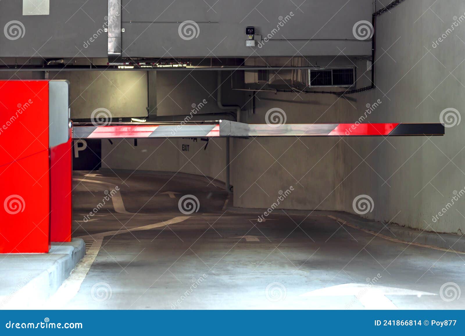 Barrier. Parking Entrance stock photo. Image of column - 241866814