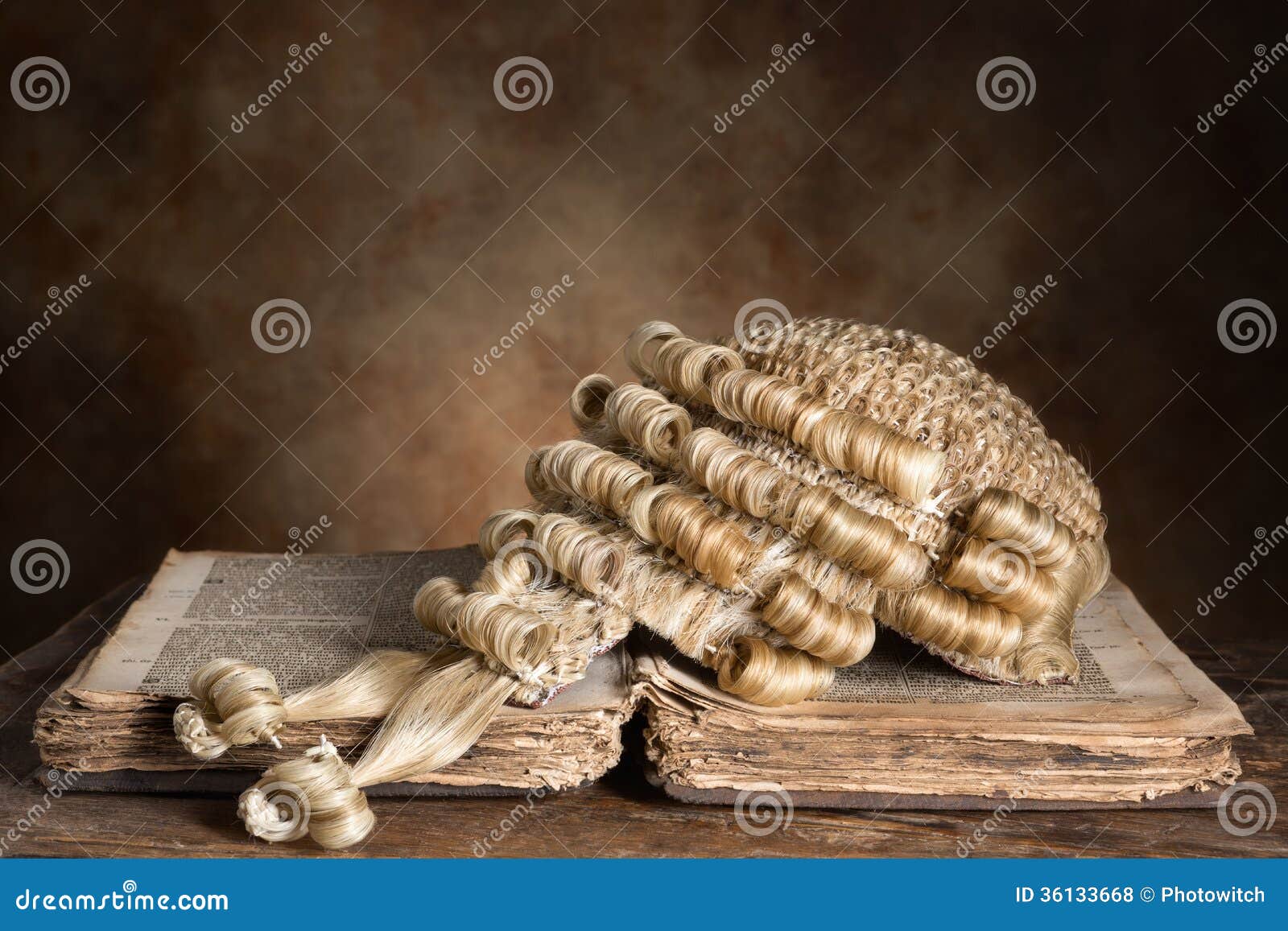 Barrister's Wig On Old Book Royalty Free Stock Photos 