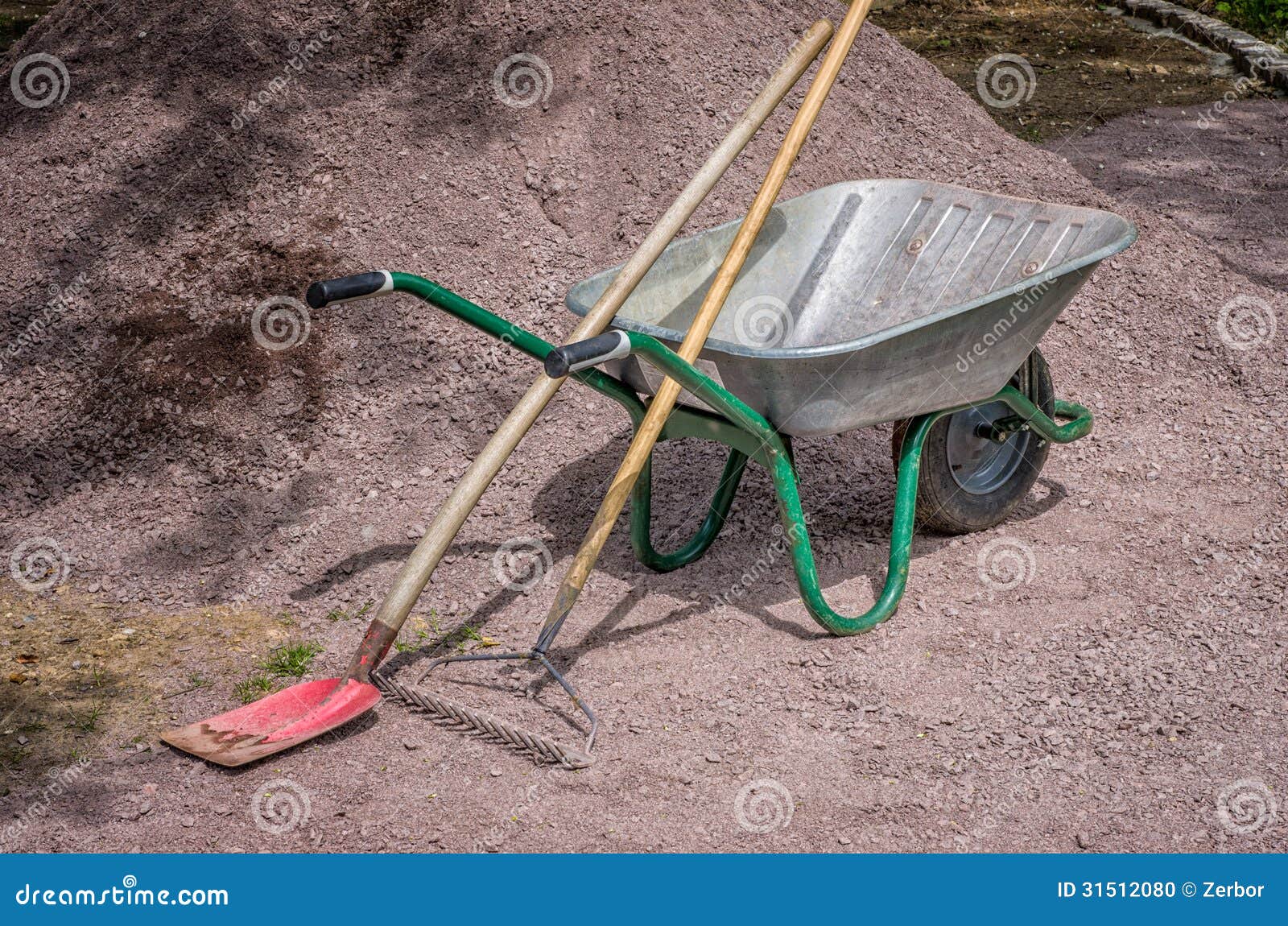 Barrow with Shovel and Rake Stock Photo Image of barrow, tool 31512080