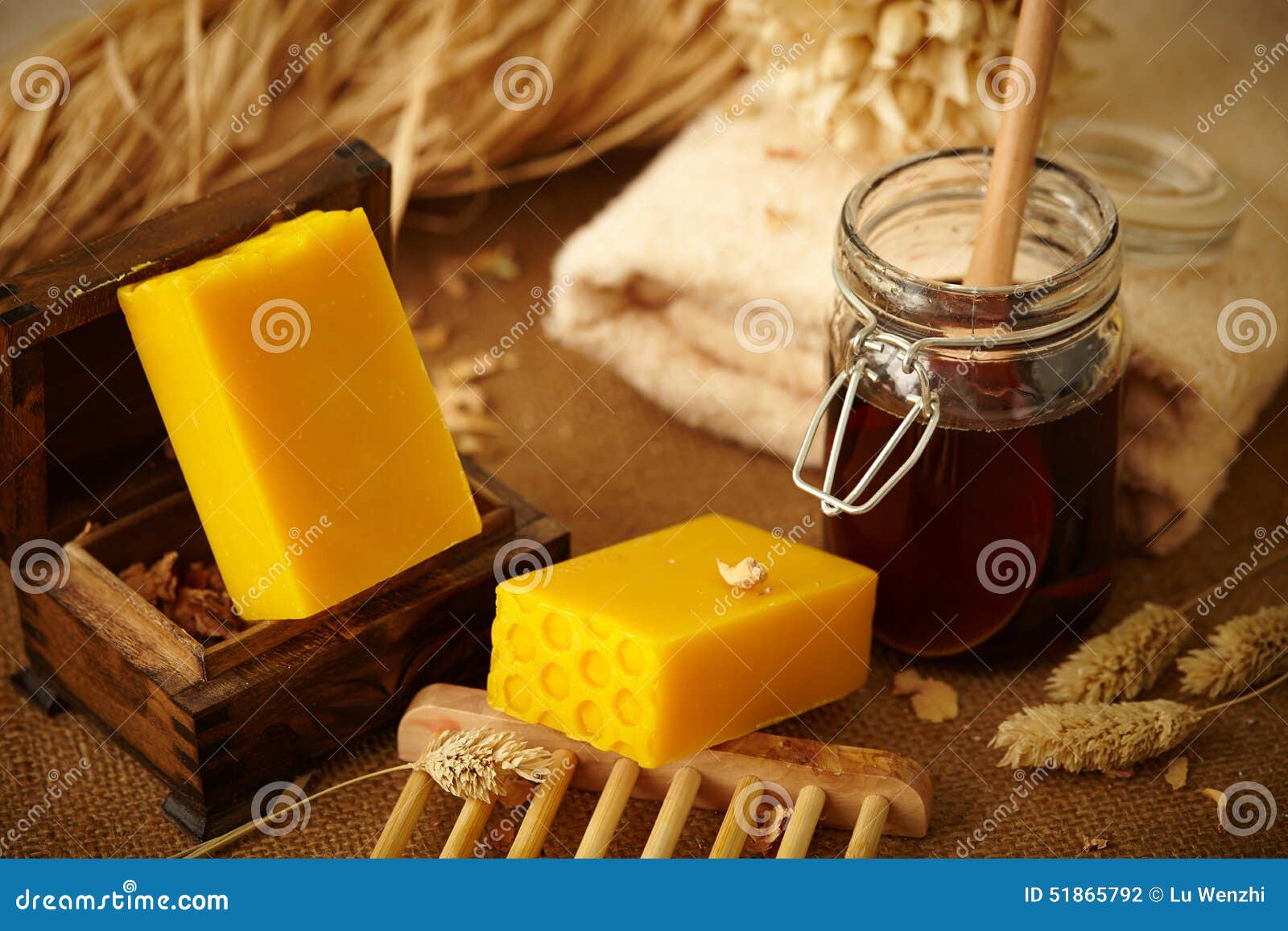 Bars of honey soap stock photo. Image of yellow, luxurious 51865792