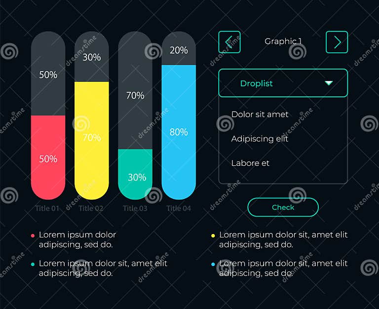 Bars and Percentage UI Element Template Stock Vector - Illustration of ...