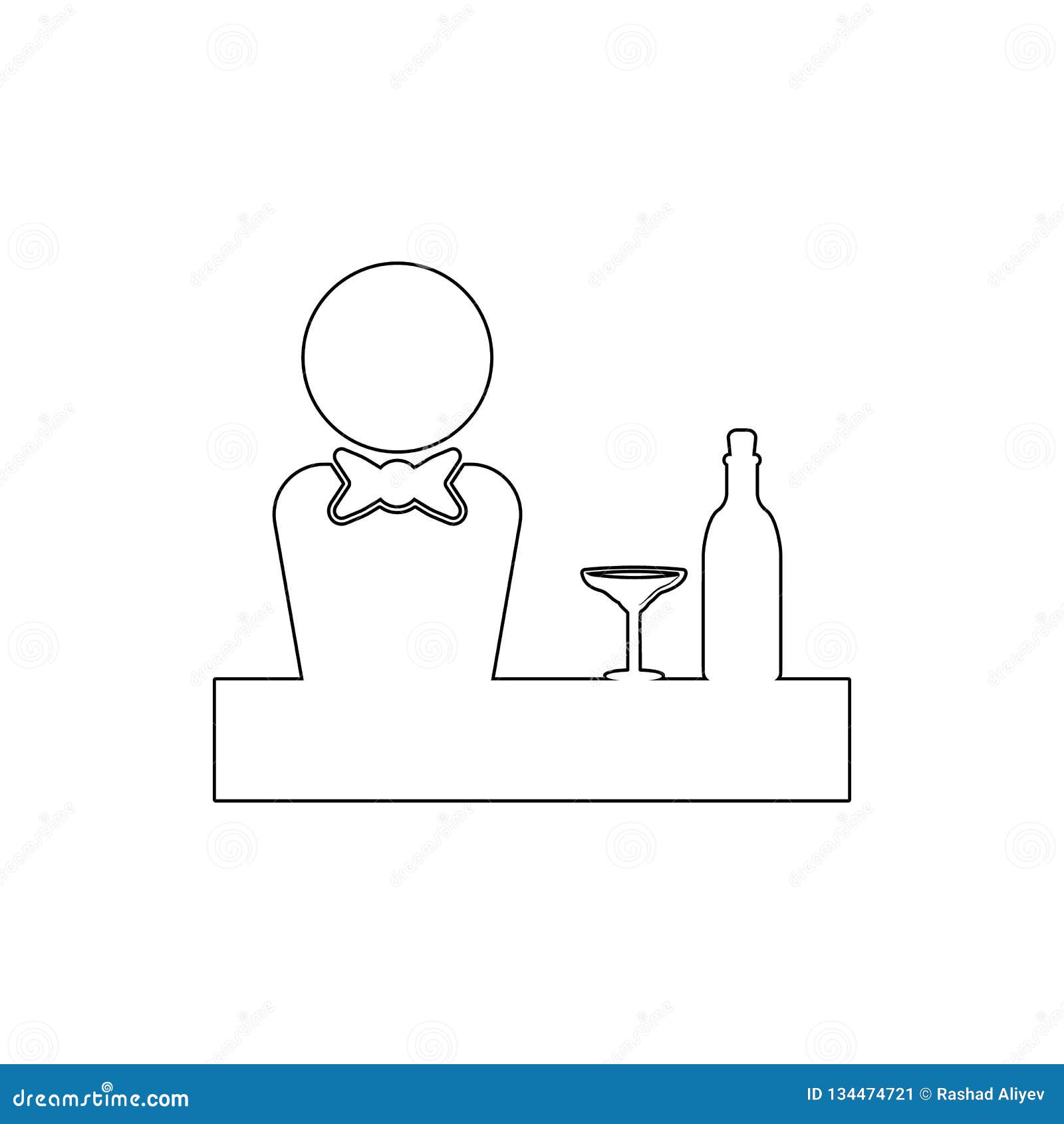 bartender at the bar icon.  of cyber security for mobile concept and web apps icon. thin line icon for website  and