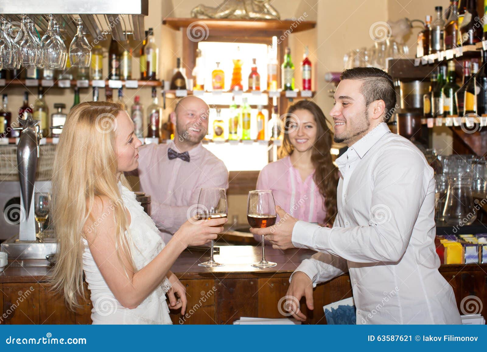 Bartender Entertaining Guests Stock Image Image of indoors, entertaining 63587621