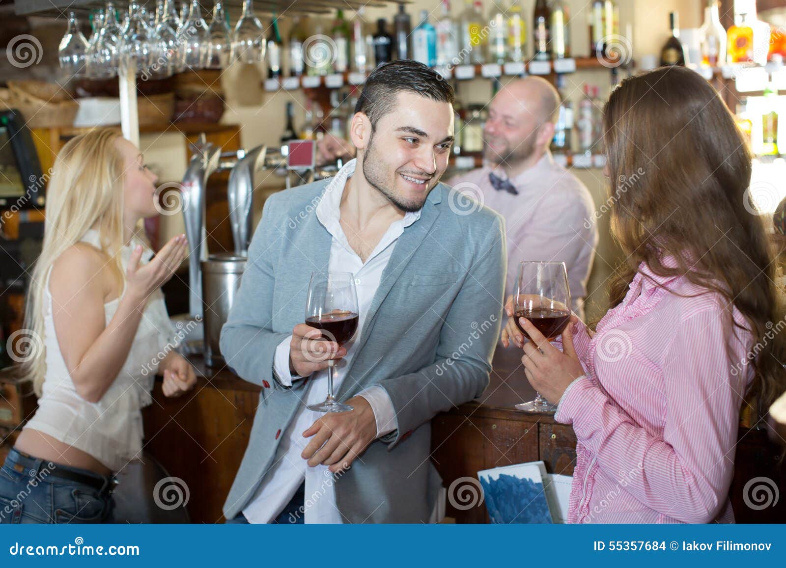 Bartender Entertaining Guests Stock Photo Image of freetime, cafe 55357684