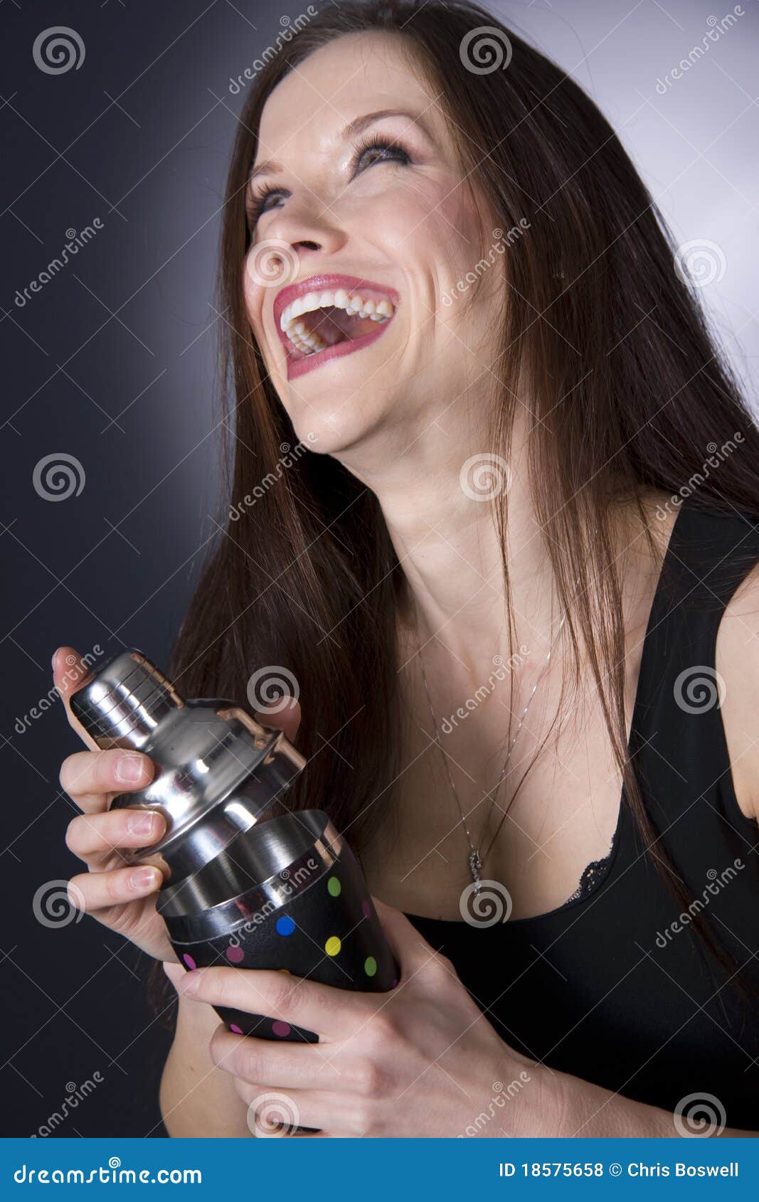 Bartender Laughs Mixing Shaking Martini Drink Stock Photo Image of