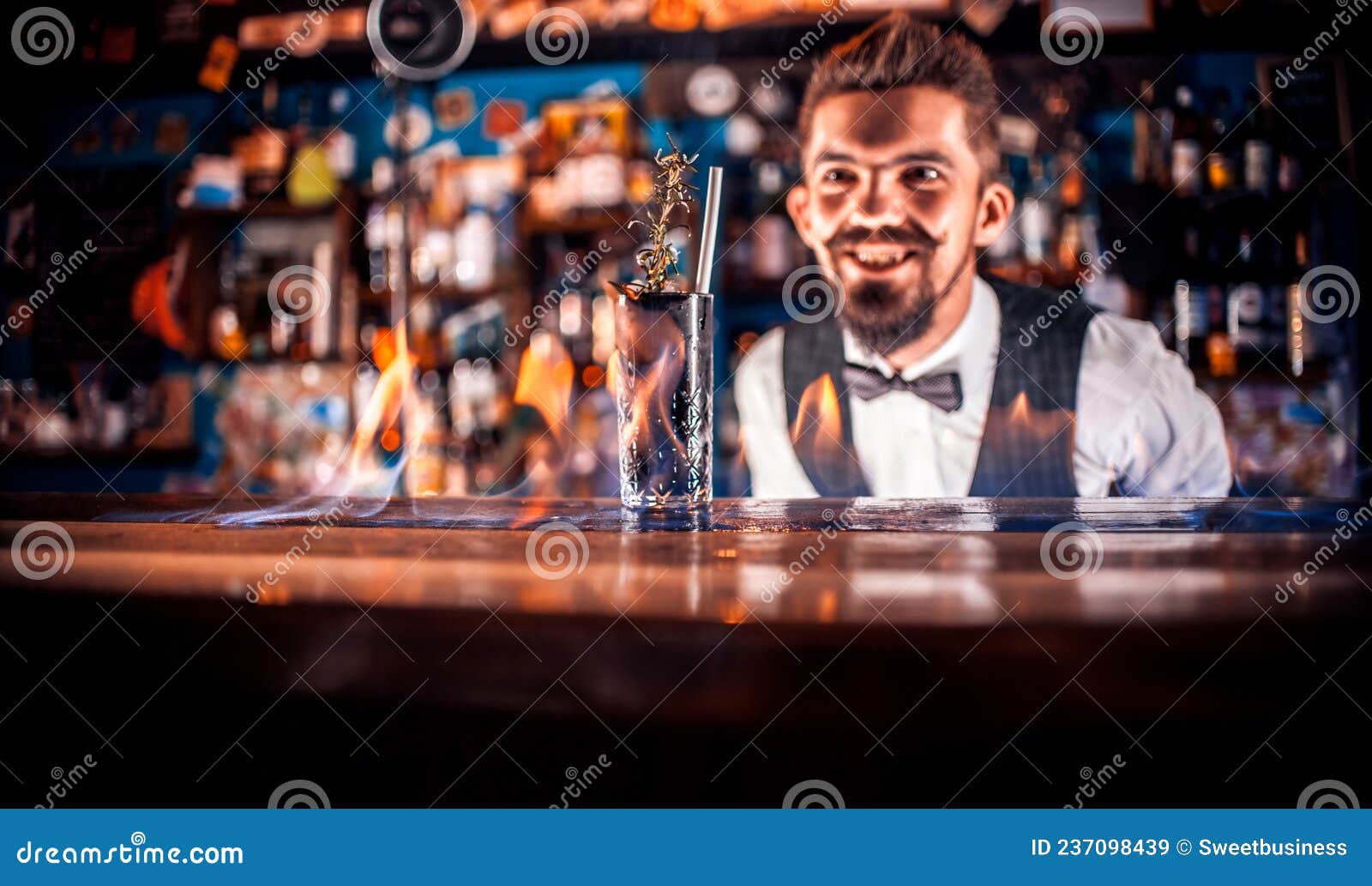 Bartender Makes a Cocktail at the Taproom Stock Image Image of