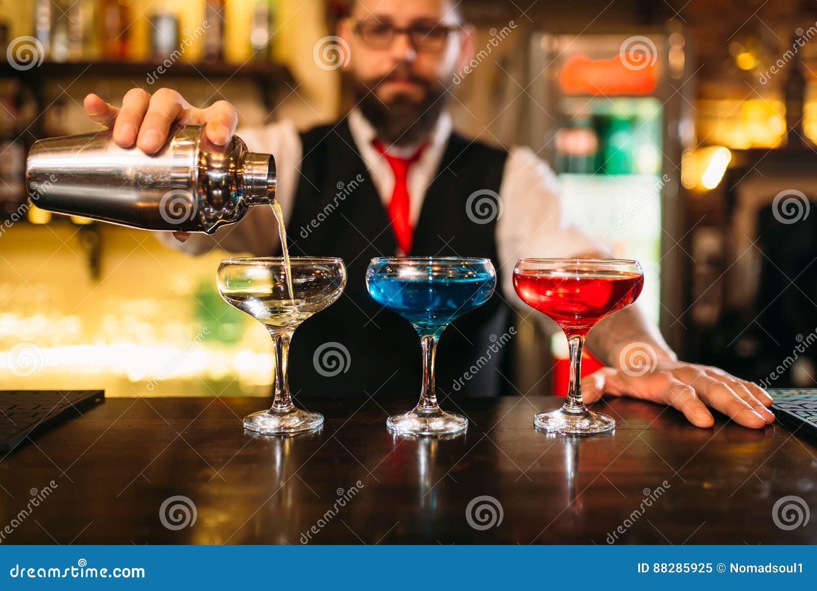 Bartender Making Alcohol Beverages in Stock Image Image of