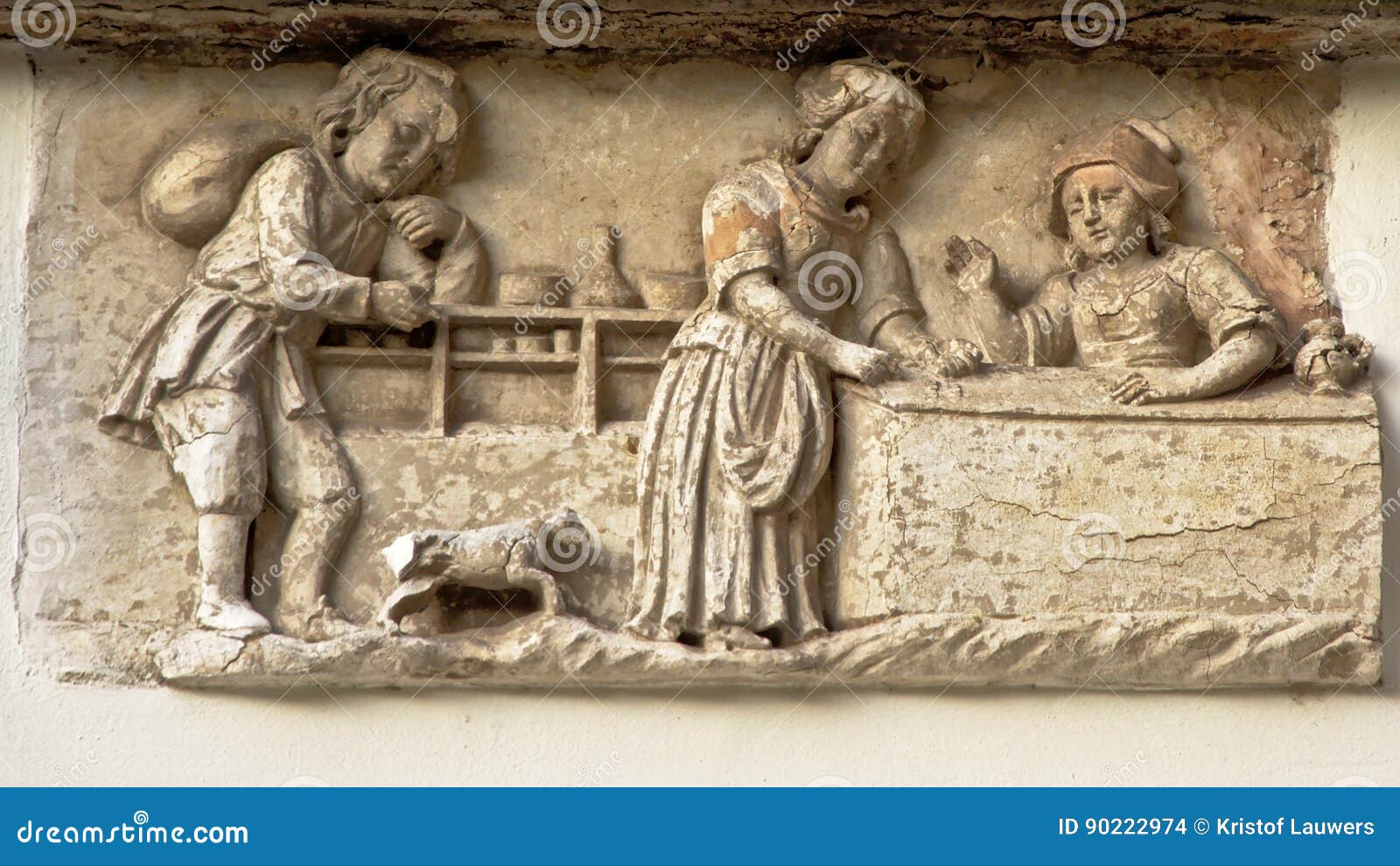 bas-relief showing a medieval bakery shop