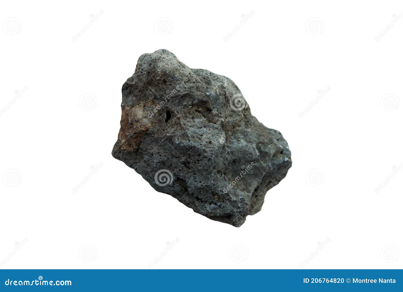 specimen raw of basalt stone  on white background.
