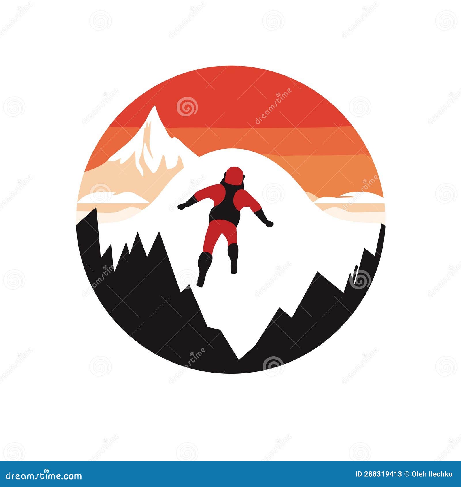 BASE Jumping Vector Flat Minimalistic Isolated Illustration Stock