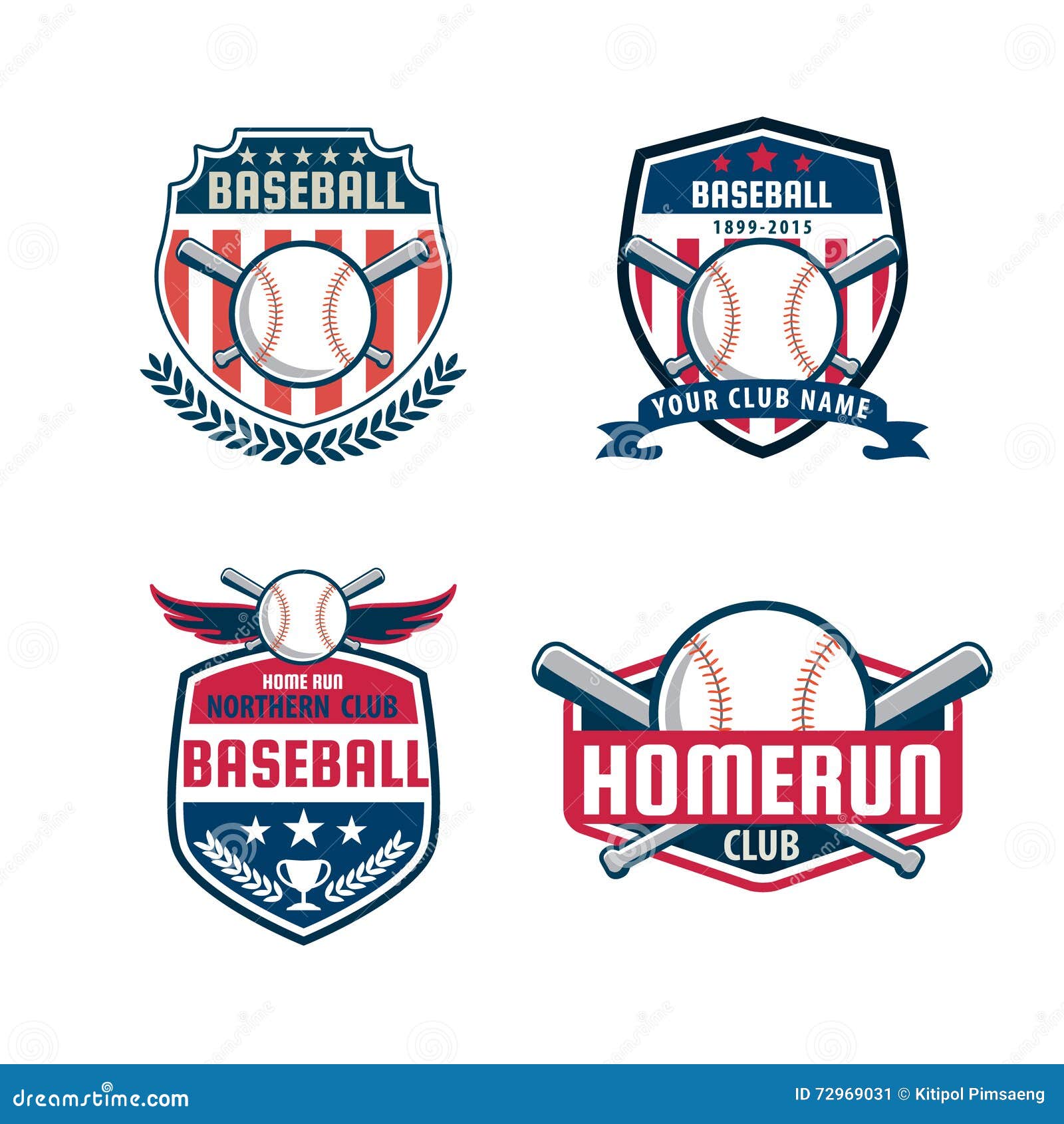 Baseball Best Team Logo Design Set, Tournament, Championship, Sport Team,  Club Identity Retro Badges Vector Illustration, Stock vector