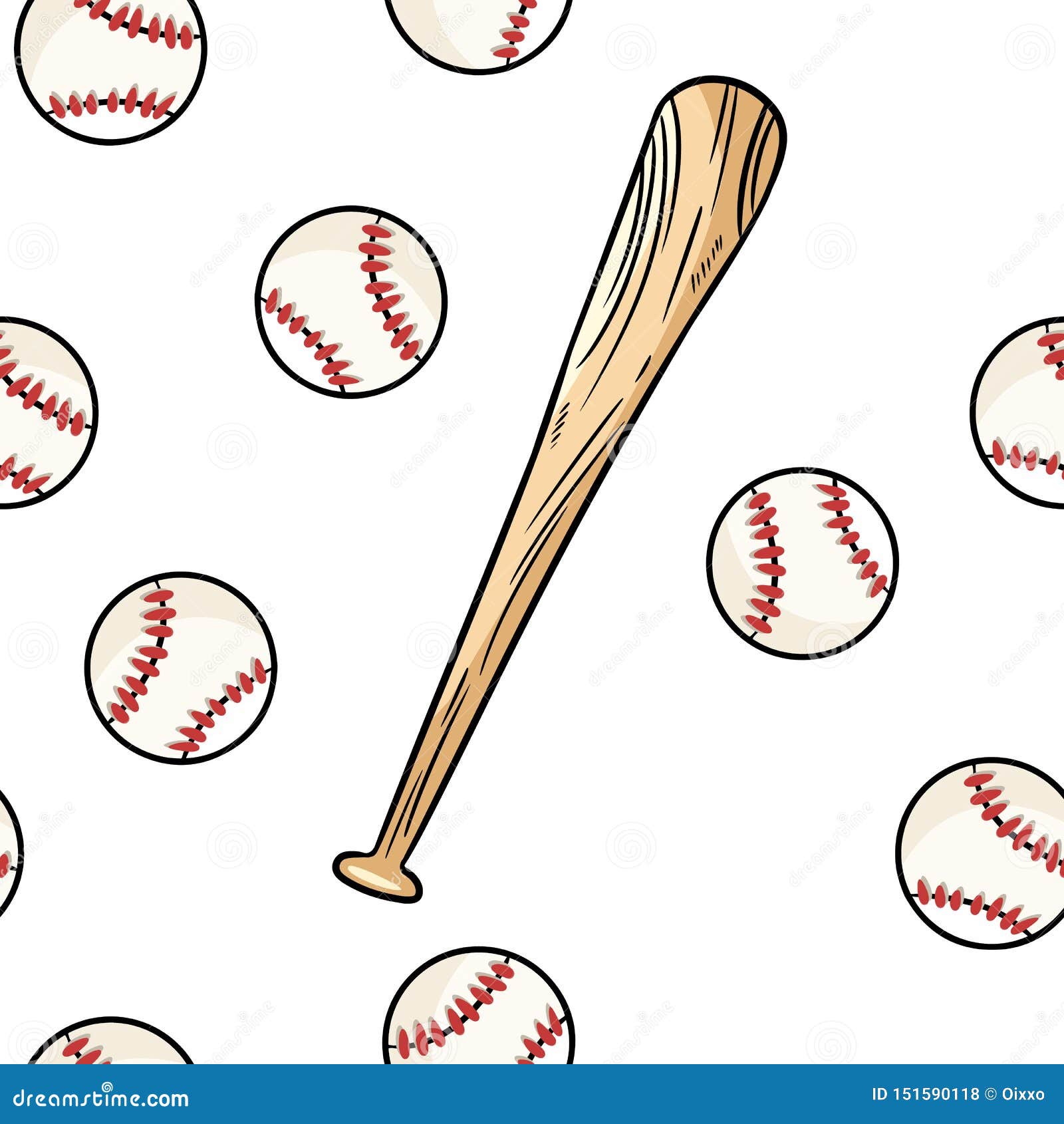 Baseball Ball And Bat Seamless Pattern Cute Doodle Hand Drawn Doodles Background Texture Tile Stock Vector Illustration Of Outdoor Game