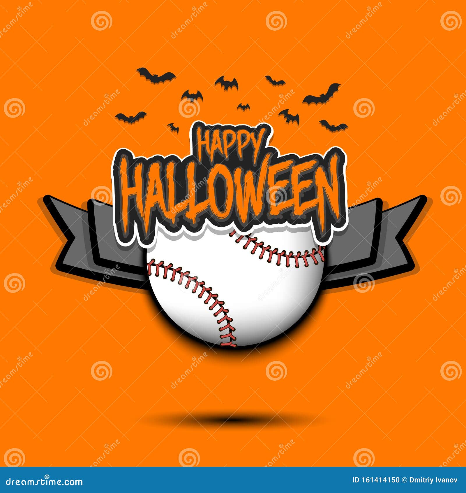 Baseball Ball and Happy Hallowen Stock Vector - Illustration of design