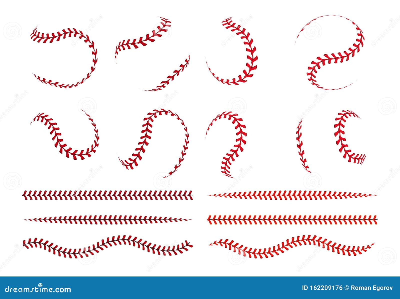 baseball ball lace. spherical curve and straight red stroke lines of softball ball.  graphic s for sport