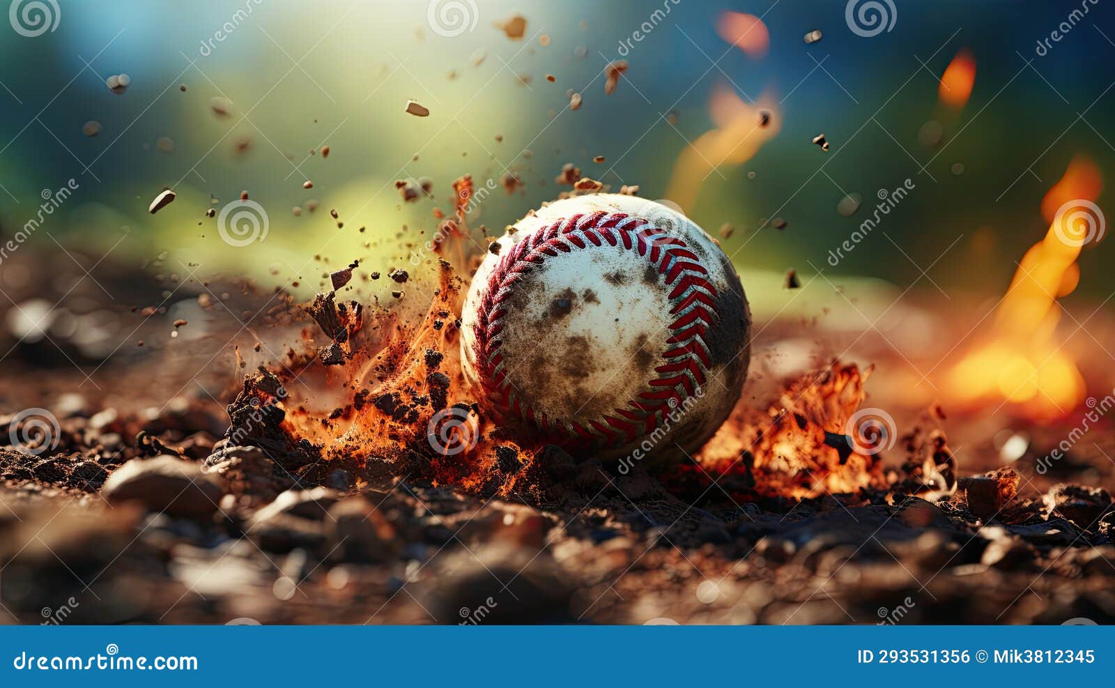Baseball ball in the mud. stock illustration. Illustration of