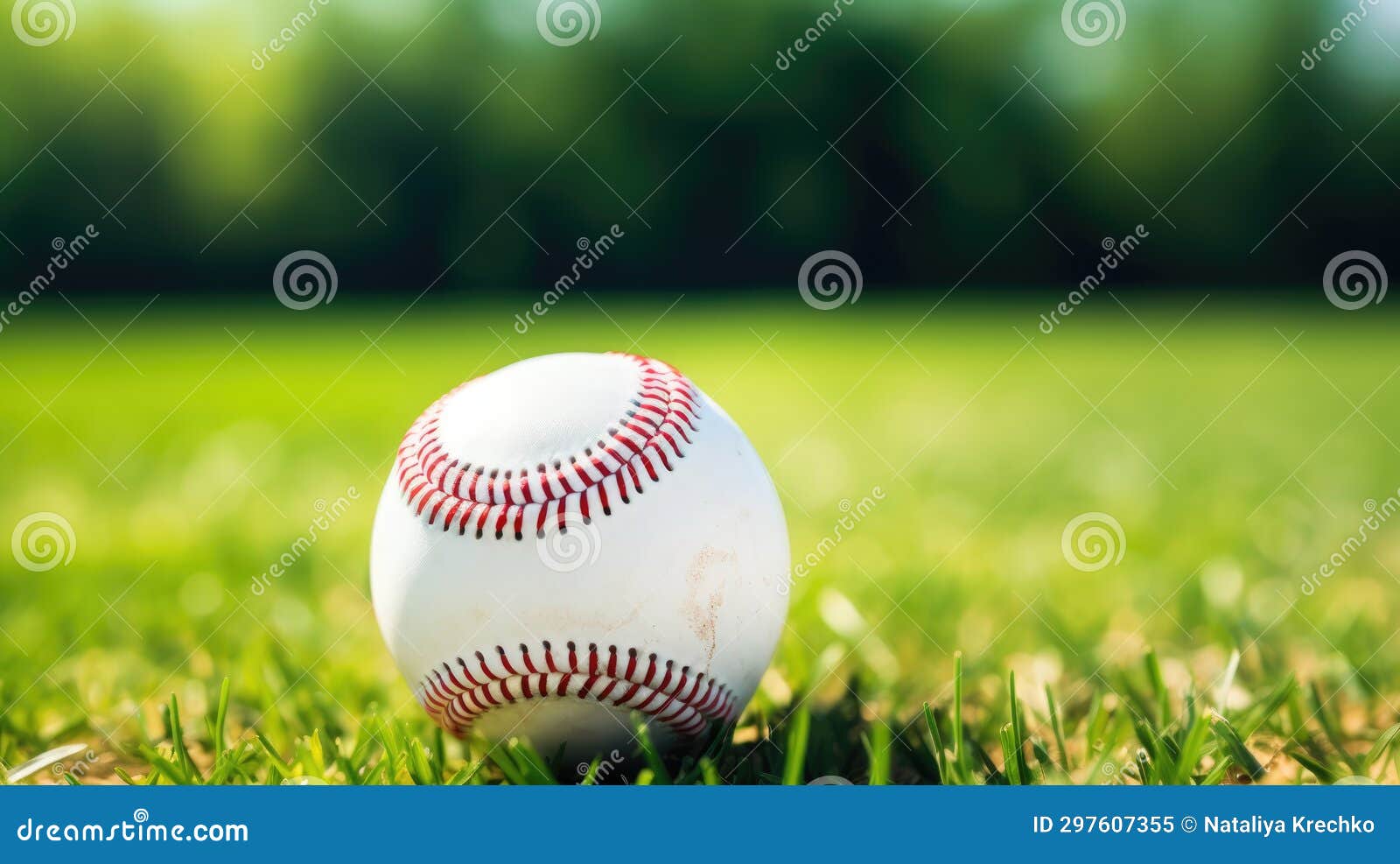 A Baseball Ball Placed on Natural Grass. Baseball, Sport Concept Stock