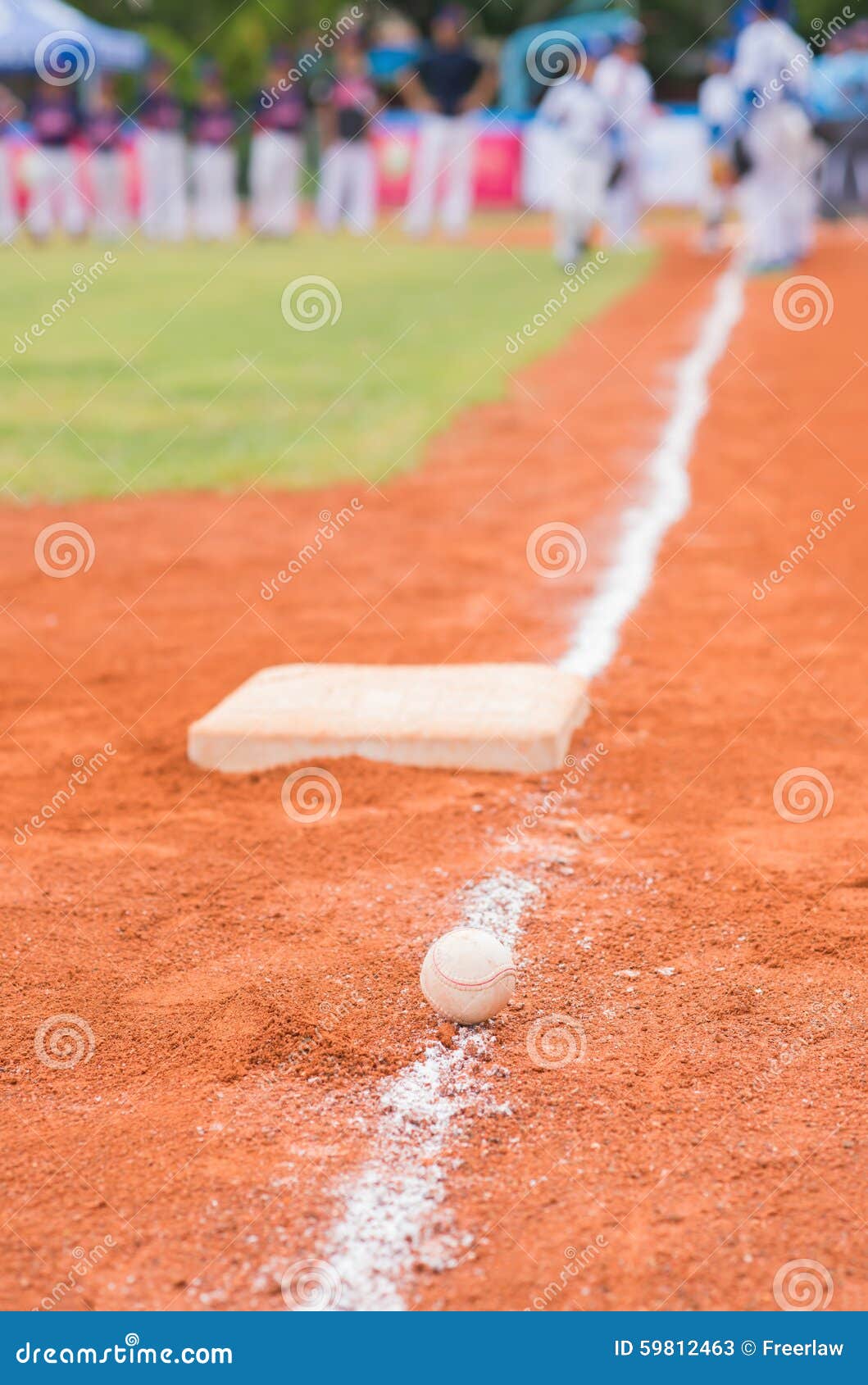 Baseball and Base on Baseball Field with Players Practising Stock Image Image of skills, play