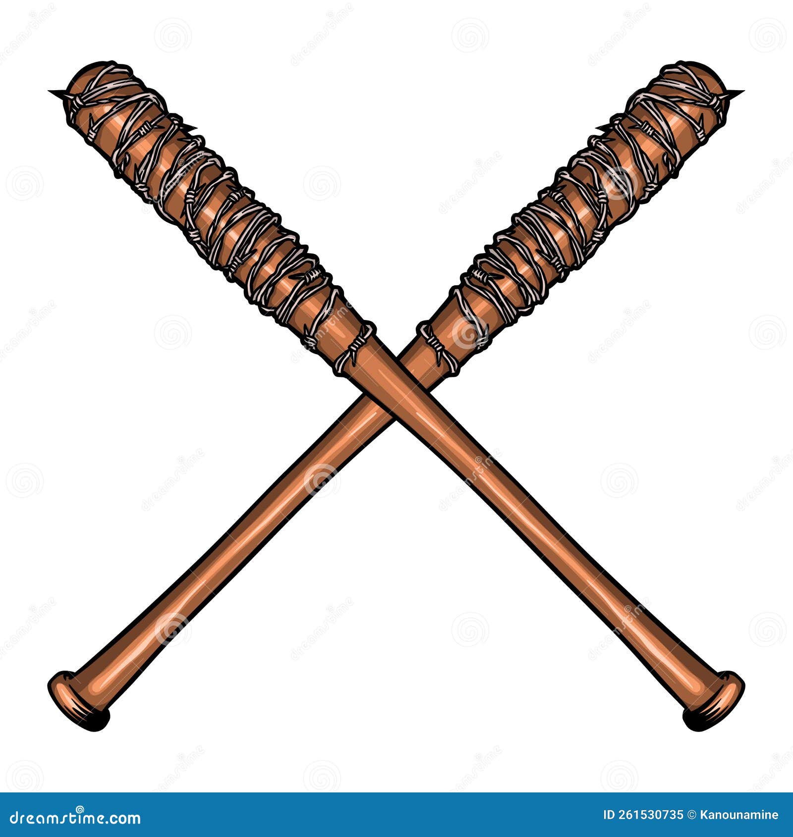 Baseball Bat with Barbed Wire Stock Vector Illustration of protect