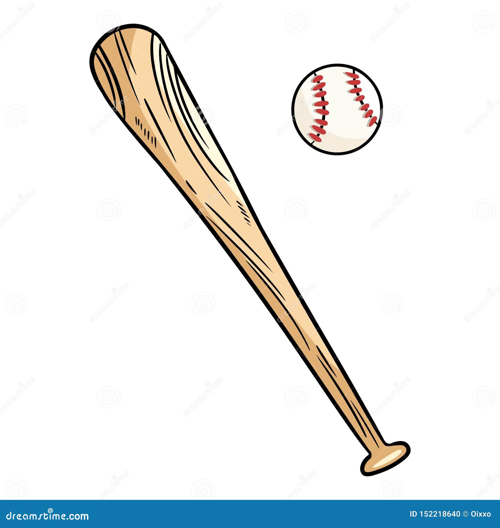 Baseball and Baseball Bat Doodle Hand Drawn Image Stock Vector