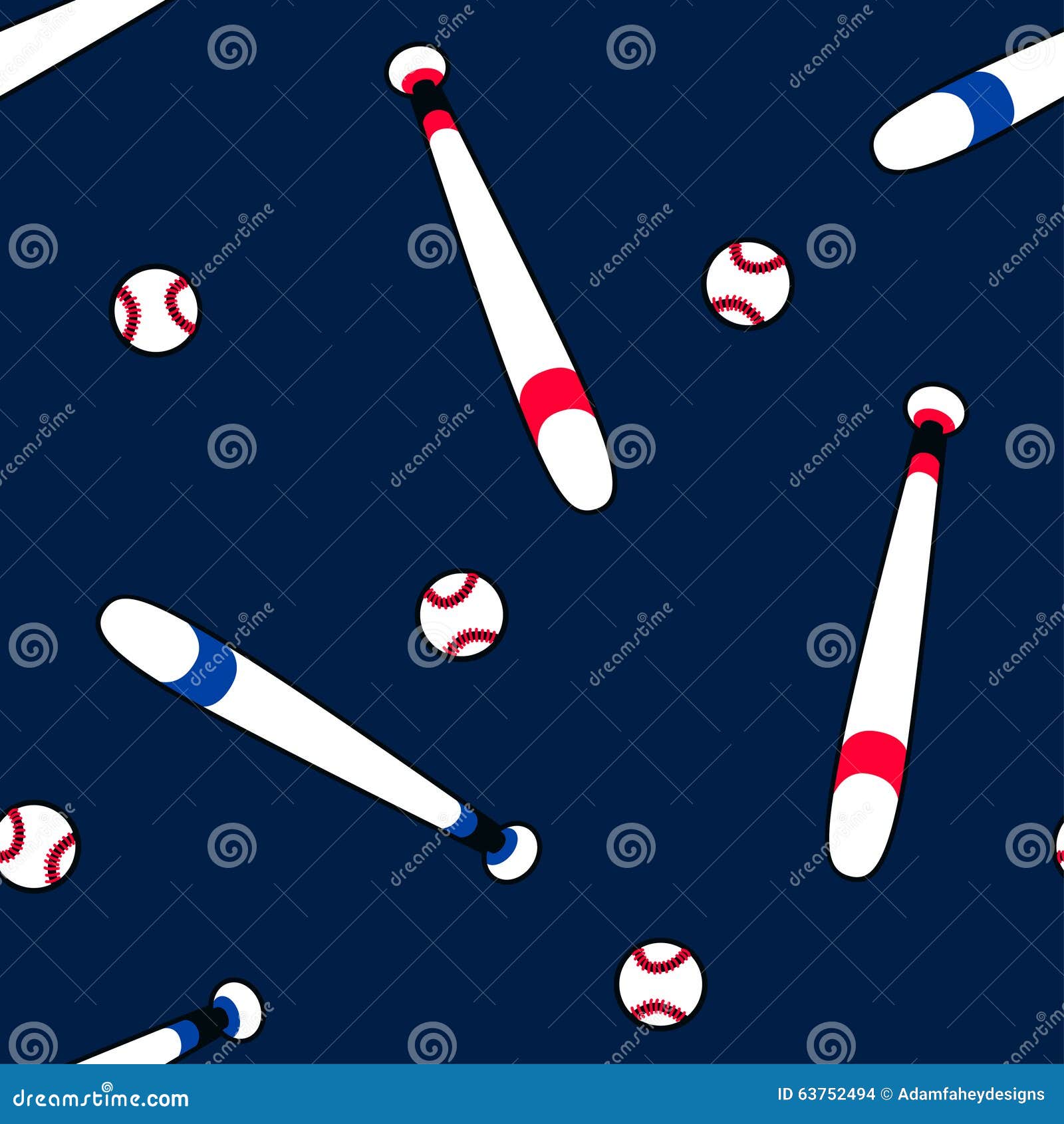 Baseball and Bat in a Seamless Pattern Stock Vector Illustration of