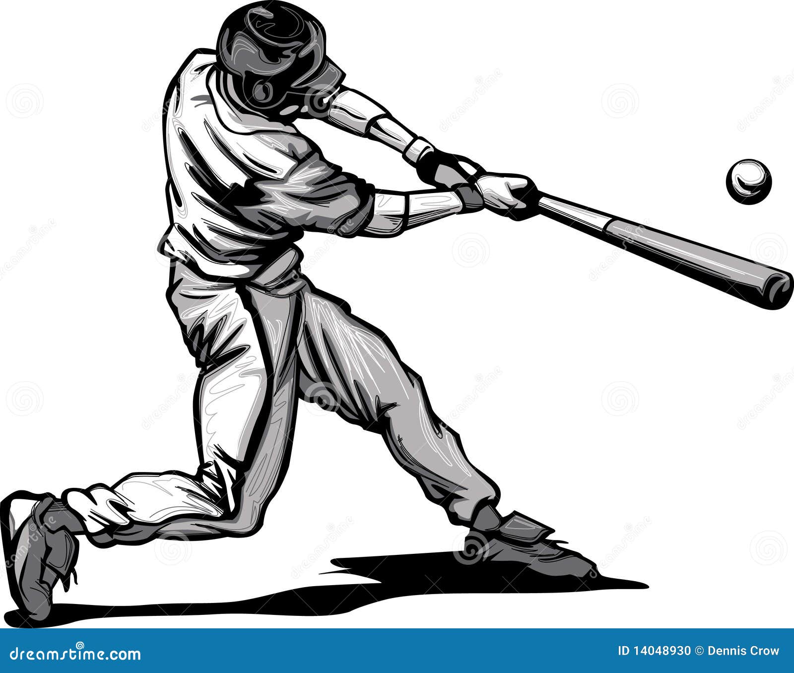 Baseball Batter Hitting Pitch Vector Image Stock Vector - Image: 14048930
