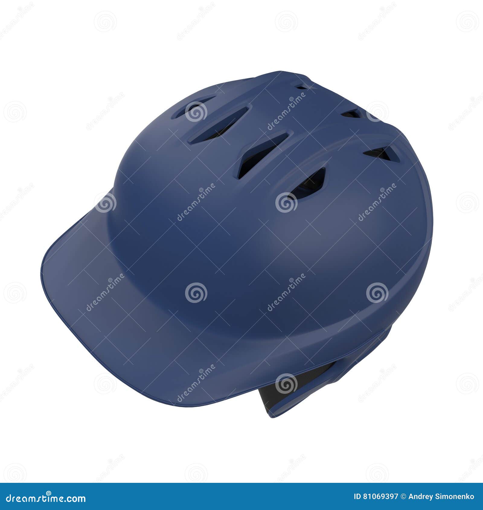 Baseball Batting Helmet With Visor On White. Angle From Up. 3D