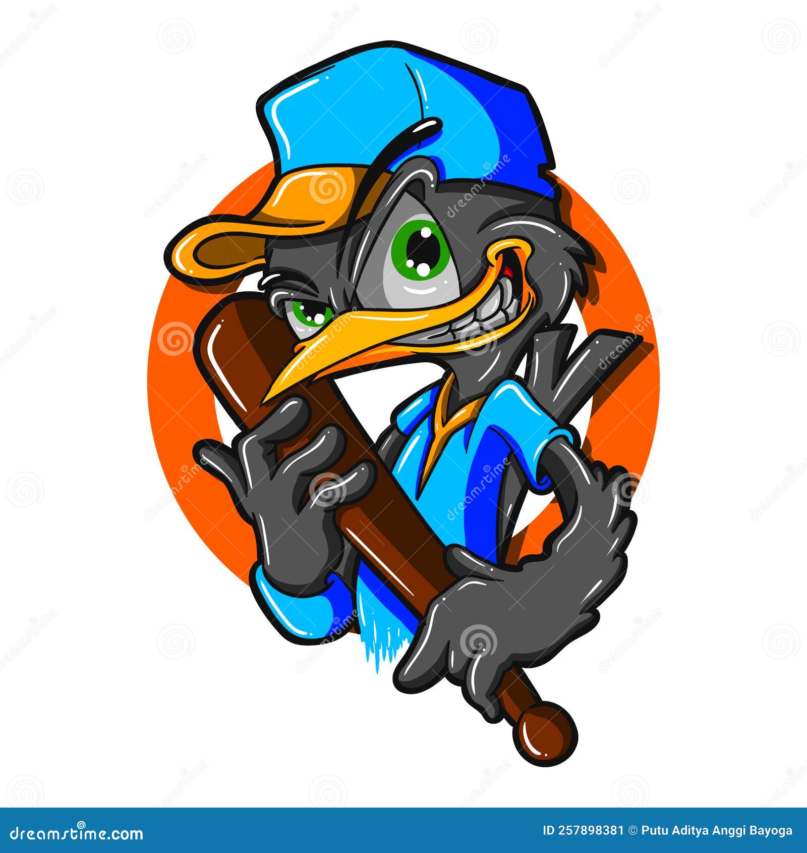 Baseball Bird stock vector. Illustration of design, mascot 257898381