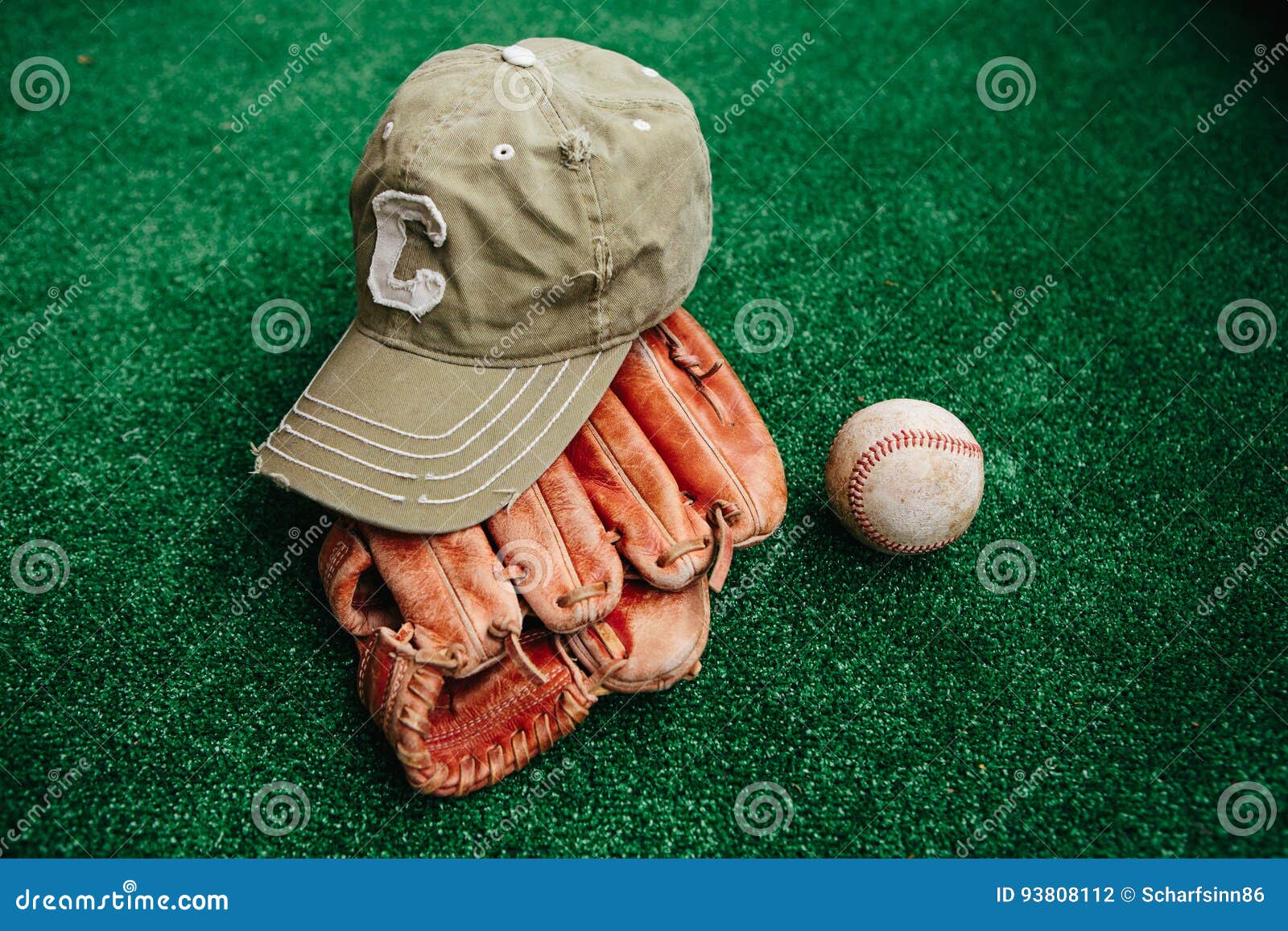 Baseball Cap, Ball and Glove Stock Photo Image of fashioned, dirty