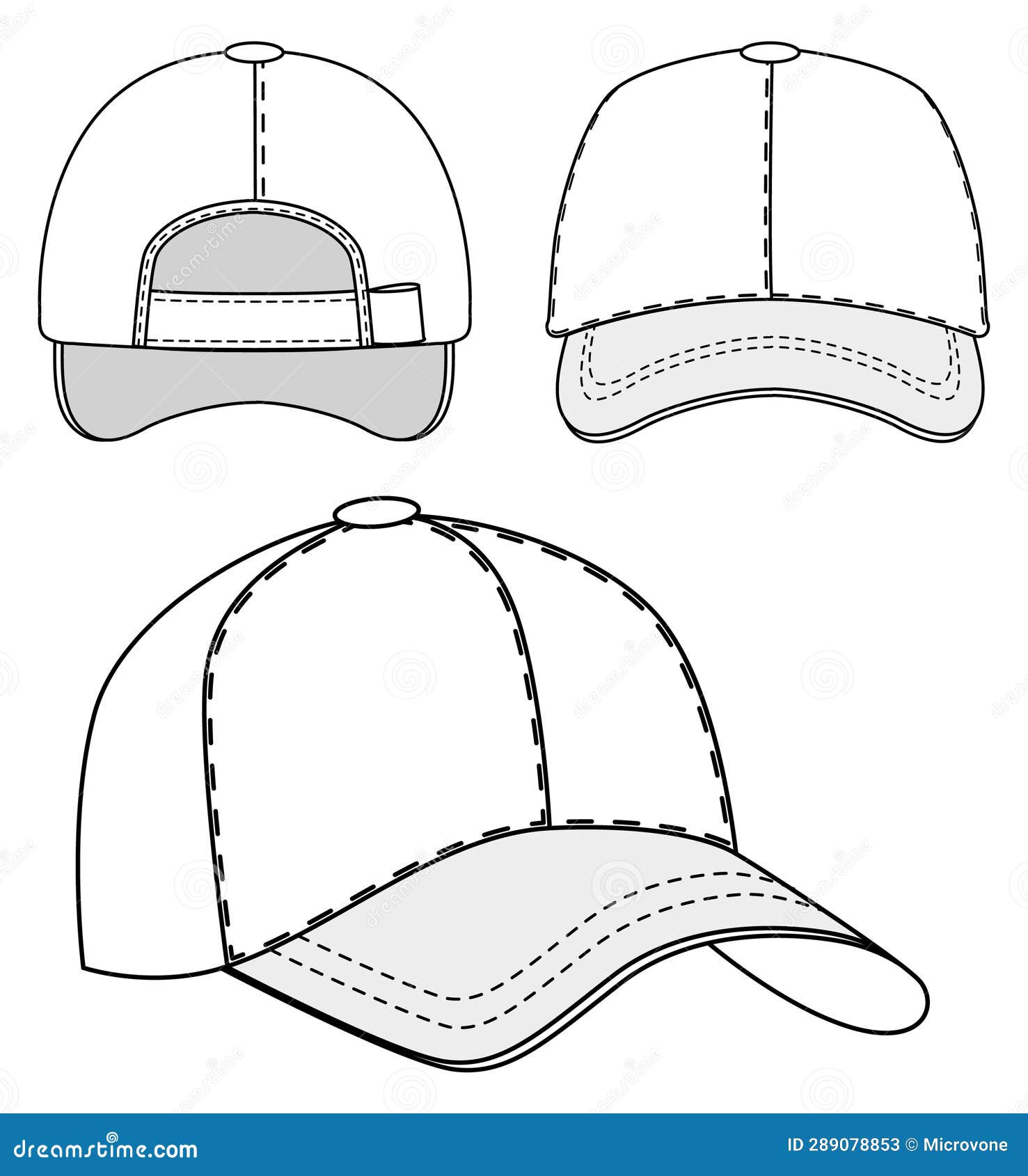 Baseball Cap Front and Back View. Hat Template Stock Illustration ...