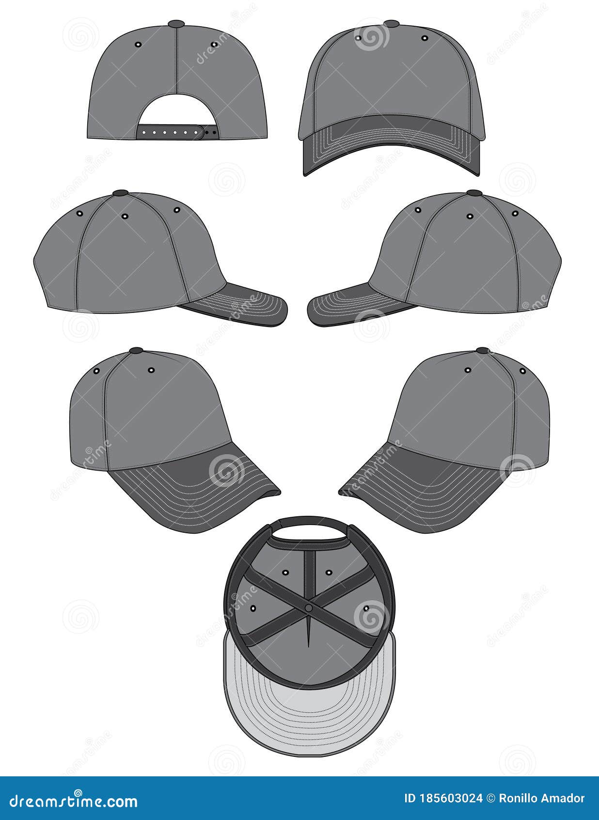 Baseball Cap Template Mockup Vector Stock Vector - Illustration of ...