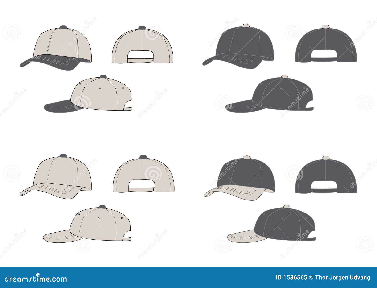 Baseball caps stock vector. Illustration of grey, shade 1586565