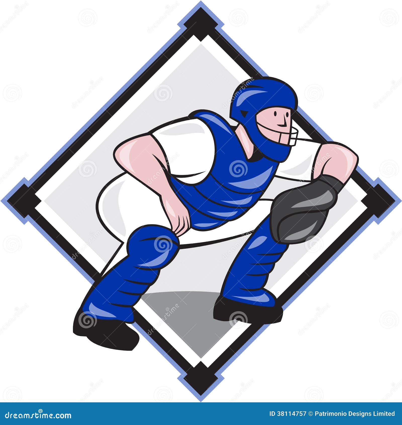 Baseball Catcher Catching Cartoon 38114851