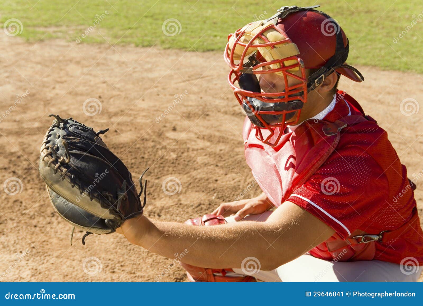 Baseball Catcher during the Game Stock Image Image of kneeling, adult