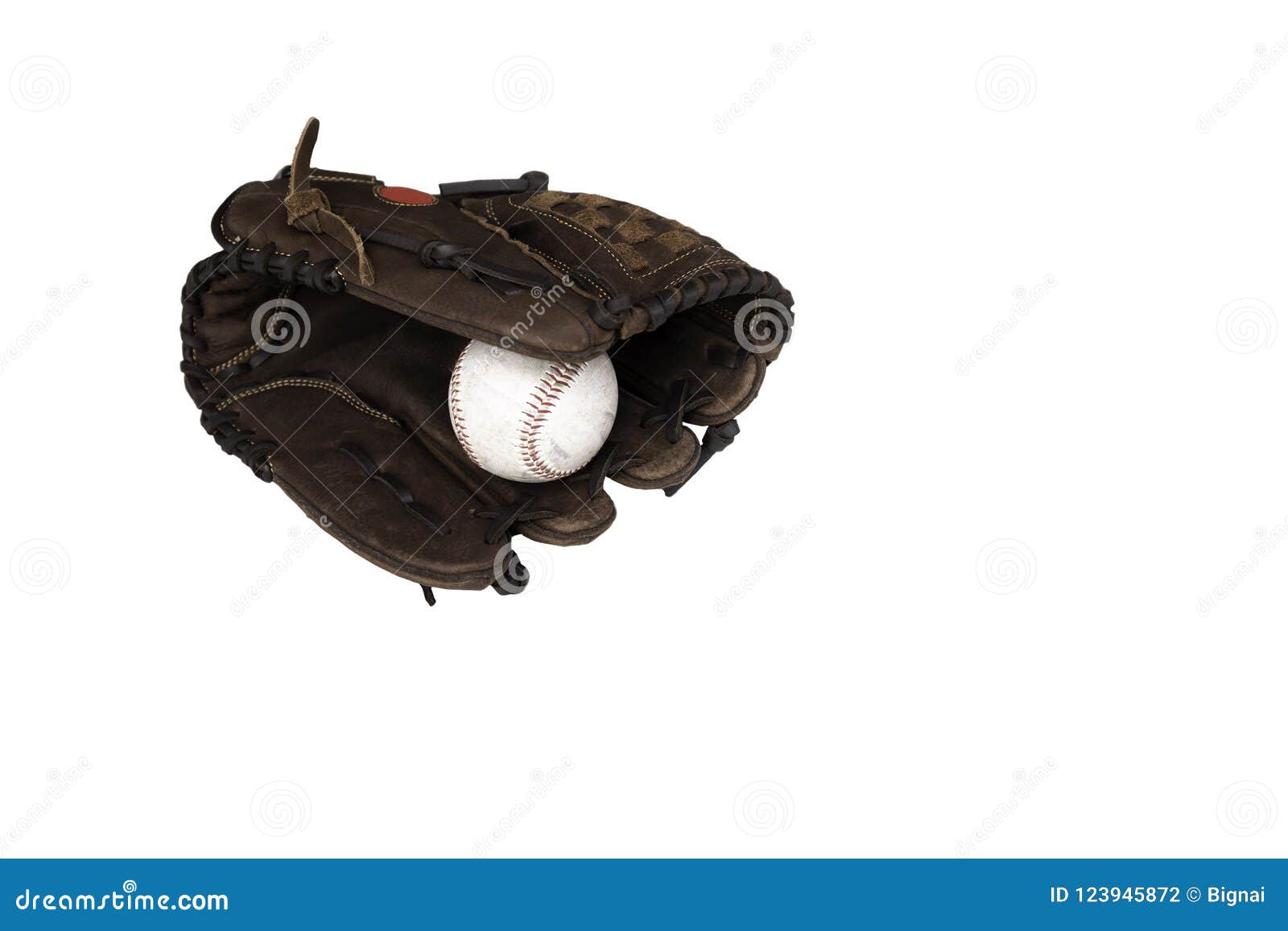 Baseball Catcher Mitt with Ball Isolated on White Background. Stock