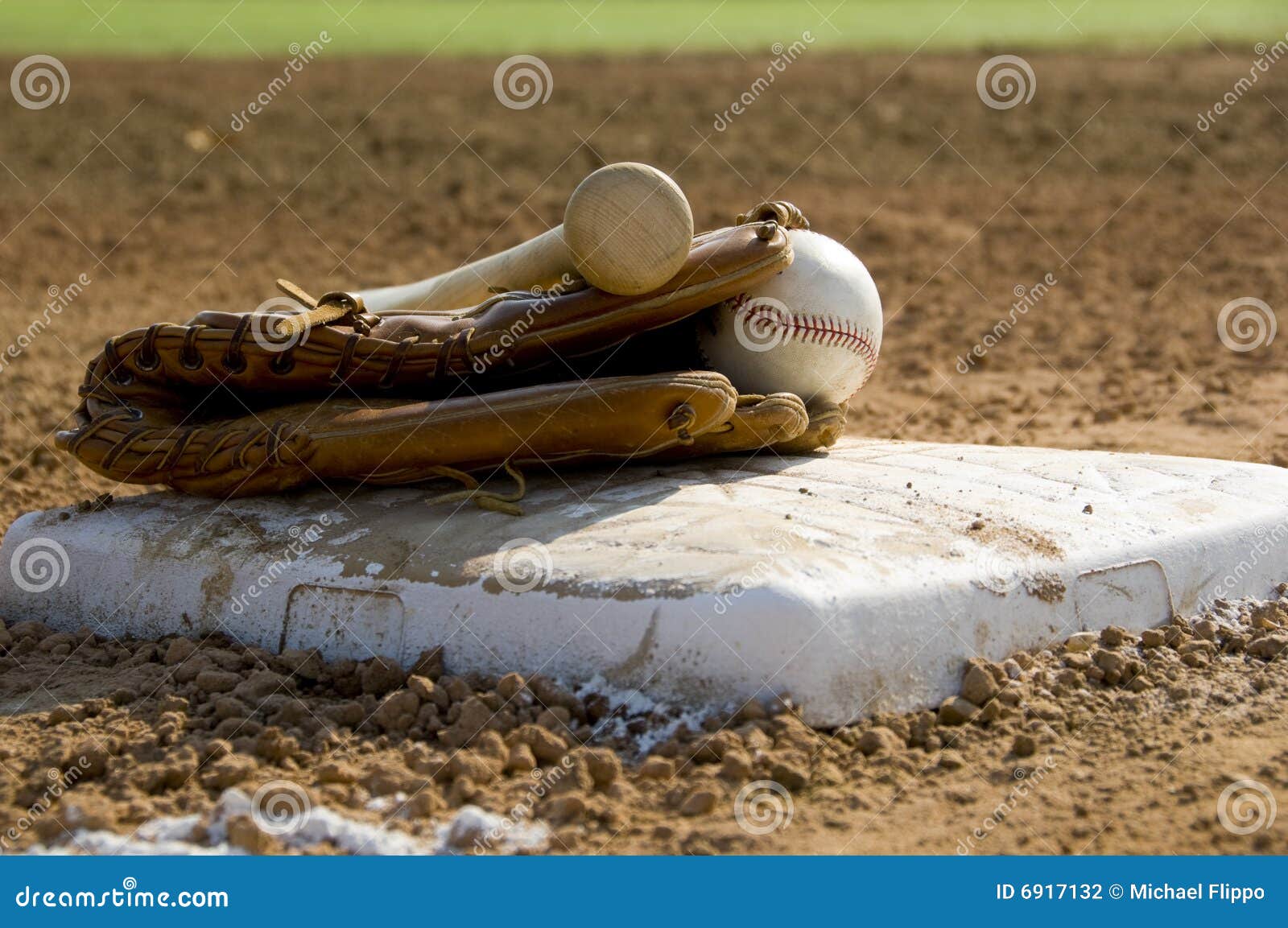 Baseball equipment on base stock photo. Image of tools 6917132