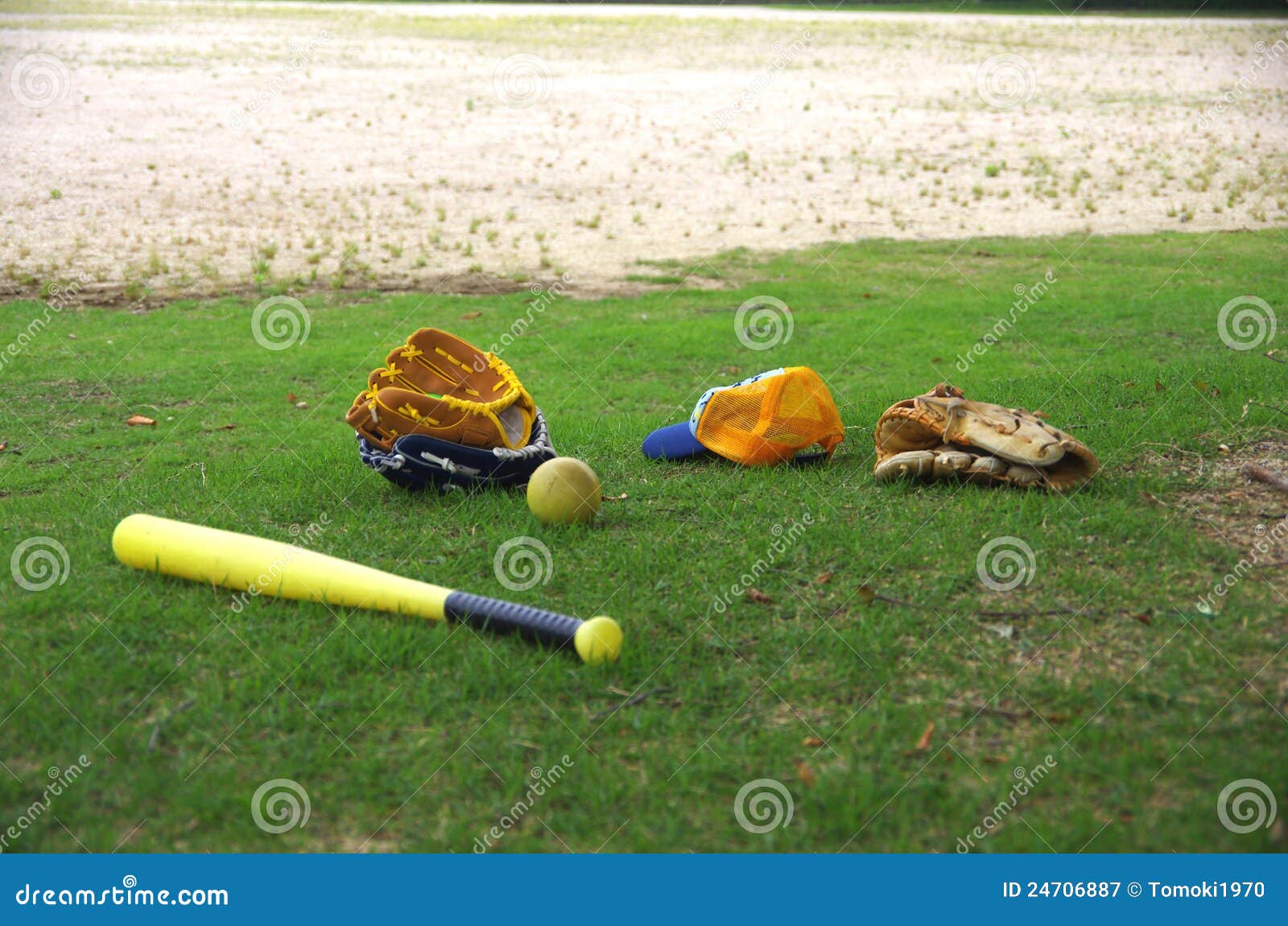 Baseball Equipment for Kids Stock Image Image of ball, ground 24706887